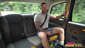 Redhead Brit in Fake Taxi RIDES Muscle Man's Cock Doggystyle Spooning!