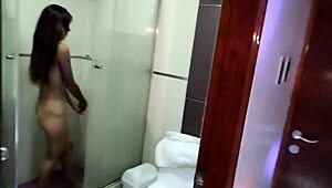 Spy peruvian cuñada bathing then fuck her doggystyle on top wet