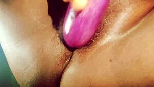 curious village girl experiments with brinjal in her wet folds out in the country