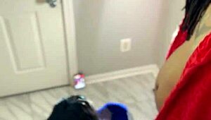 SLUTTY POSTAL WORKER GAGS ON MONSTER BLACK COCK WITH SLOPPY DEEPTHROAT!!