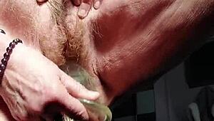 german granny slut fucks hairy beaver with huge dildo