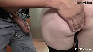 mature beauty seduced by young stud for rough office pounding and ride