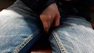 i risk it all masturbating skinny jeans pussy on crowded public train to orgasm