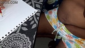 Desi bhabhi orgasms hard rubbing pussy and boobs while painting nude