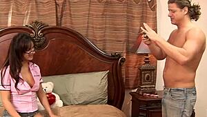 nadia styles bends over bed in fishnets heels for deep ass pounding doggystyle milf action