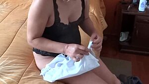 stepmom begs for my cum blasting her huge tits in full orgasm