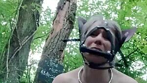 french ponygirl slave bound outdoors 😩 buttplugged doggystyle slapped humiliated to orgasm! 🌳🔗💦