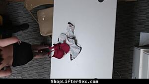 teen shoplifter dragged to backroom stripped fucked rough doggystyle cowgirl!