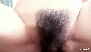 Asian Housewife with Saggy Big Tits and Hairy Bush Rides Cock to Creampie in Uncensored Shower Fuck