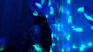 stranger fucks brunette lesbian in corner during party dance