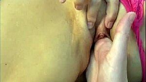 mature lady's swollen pussy gapes from deep fisting and fingering closeup