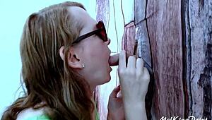 melkingpoint blonde milks hung cock at private gloryhole swallowing every drop