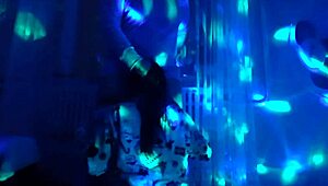 stranger fucks brunette lesbian in corner during party dance