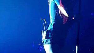 lights in her sexy shorts tease every curve