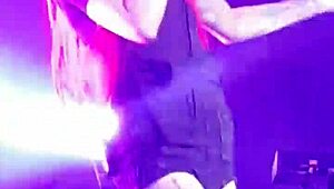 lights in her sexy shorts tease every curve