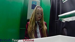Gloryhole 18+ Student in Stockings Swallows First Time Facial Cum