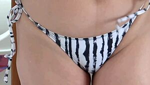 at the beach my stepson stares at my bikini body and jerks off nonstop watching me