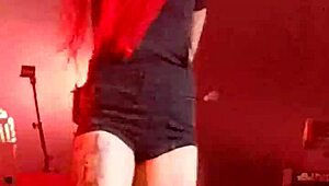 lights in her sexy shorts tease every curve