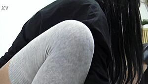 Sock handjob pumps cock dry smears semen teasingly