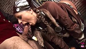 wanna see this big tits cosplay slut ride cock in bondage heels? 😏