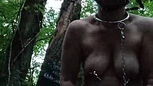 french ponygirl slave bound outdoors 😩 buttplugged doggystyle slapped humiliated to orgasm! 🌳🔗💦