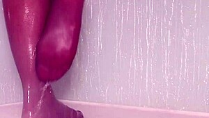 Wet nylon pantyhose feet tease shower stockings toes dripping