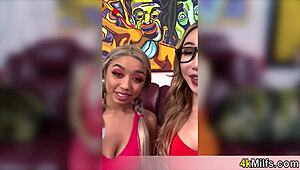 Pretty Asian Roommate Fucked by Me and Busty GF in FFM Threesome