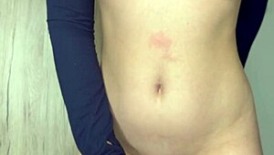 Latina beauty fingers hairy pussy to orgasm in bathroom