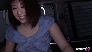 Petite japanese teen car pickup suck cum