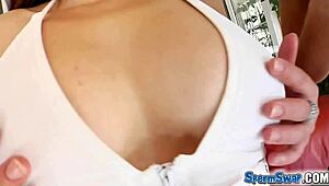 these pigtail sluts swap cum after wild anal orgy gaping fun