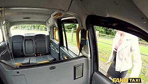 Fake taxi ride ends with Cindy Sun slurping cum covered monster cock