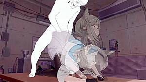 arknights endfield perlica sneaks into wojak supervisor's bedroom for secret group banging and anal creampie