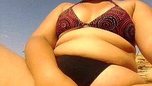 Latina Morena's Huge Ass Flashes and Masturbates on Sunny Beach