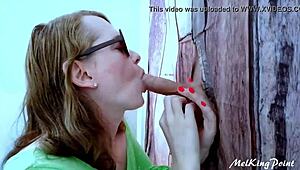 melkingpoint blonde milks hung cock at private gloryhole swallowing every drop