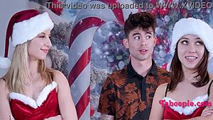 skinny petite teen jingling family cock on christmas holiday foursome