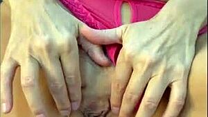 mature lady's swollen pussy gapes from deep fisting and fingering closeup