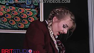 blonde 18-year-old student in stockings creampied hard by teacher after party