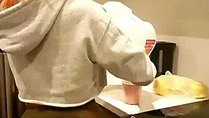 she perreands seductively in kitchen teasing every curve