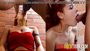 petite latina teen facefucked rough outdoors by huge white cock in public reality