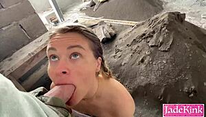 couple sneaks naughty outdoor fuck at construction site 😏