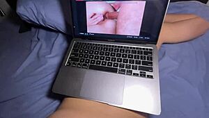 Oiled Big Ass Fucked Hard While Watching Porn Till Cum Covers It