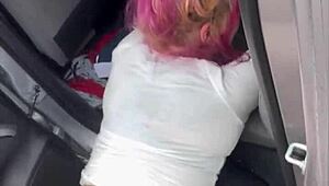 real street hooker deepthroats bareback fucks bent over car then swallows cum load