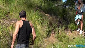 Briana banderas turns outdoor painter fuck into wild lumberman ride