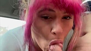 real street hooker deepthroats bareback fucks bent over car then swallows cum load