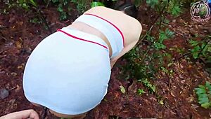 thai babysitter's wild pussy cravings explode outdoors in forest creampie roleplay