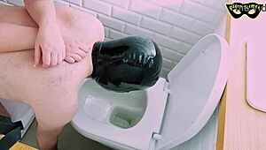 Slave's head forced in toilet during deep fisting and rough fucking