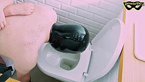 Slave's head forced in toilet during deep fisting and rough fucking