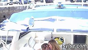 two hot milf sluts hunt big cocks in public shop for outdoor orgy fun