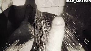 bad wolf28 jerks monster cock in shower for lonely women over eighteen