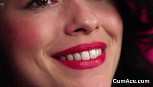 Feisty fuck doll swaps cum after extreme bukkake facial